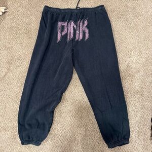 PINK Victoria's Secret Black Sweatpants with Pink Studded Logo